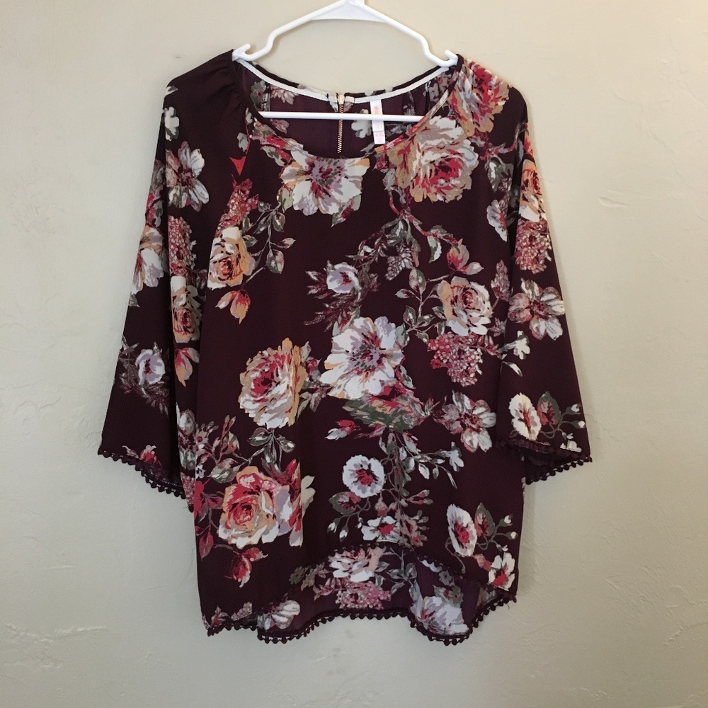 Maroon Floral Blouse